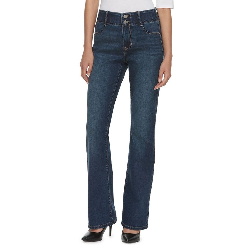 Apt. 9 Boot Cut Mid Rise Tummy Control Dark Wash Denim Jeans Size 10 VGC